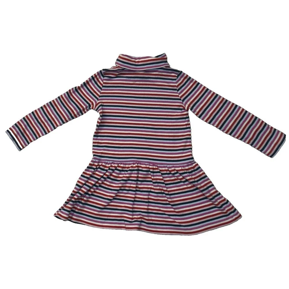 Hanna Andersson Long Sleeve Turtleneck Dress Size 5 Multicolor Red Pink Striped